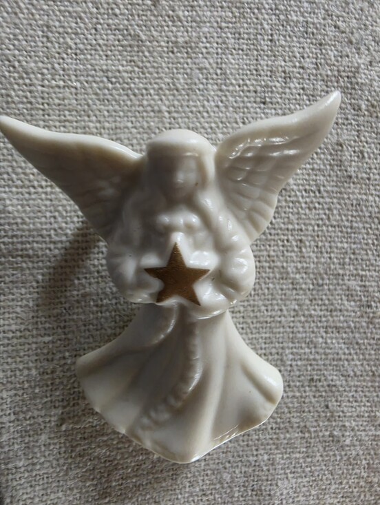 Lenox Jewelry - Lenox Fine Porcelain Christmas Angel Brooch Pin Holding 24K Gold Star